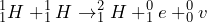 \[ ^1_1H+^1_1H \rightarrow ^2_1H +^0_1e +^0_0v \]