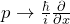 p \rightarrow \frac{\hbar}{i} \frac{\partial}{\partial x}