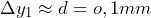 \Delta y_1 \approx d = o,1 mm